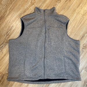 MEN'S 3XL BROWN HEATHER FULL ZIP OUTDOOR SPORTY FLEECE VEST WITH POCKETS
